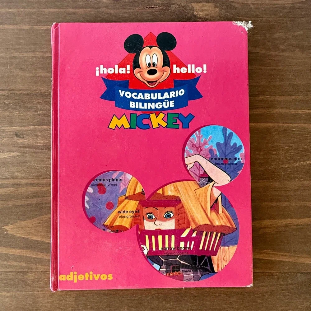 Lot of 4 Vintage Disney Mickey Mouse Bilingual Spanish English Vocabulary Books